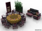3D модель стола и стульев №32
